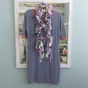 Art Scarf Upcycled Mixed Media Lace Satin Cotton Lavender Floral